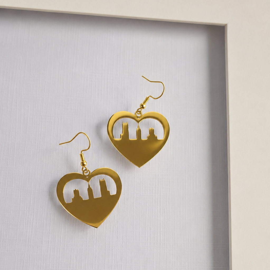 Pendientes Skyline Corazón Dorados
