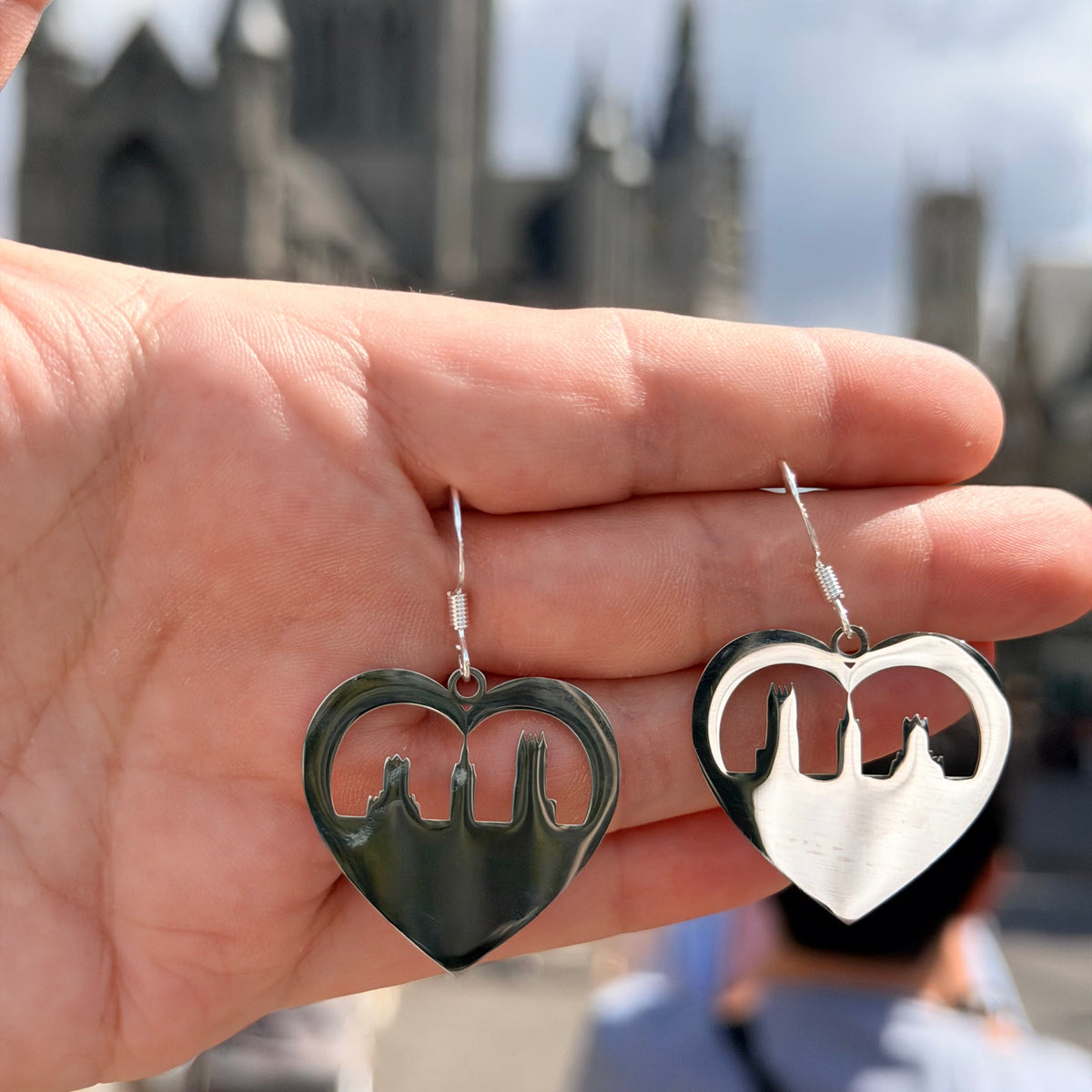 Heart Skyline Earrings Silver