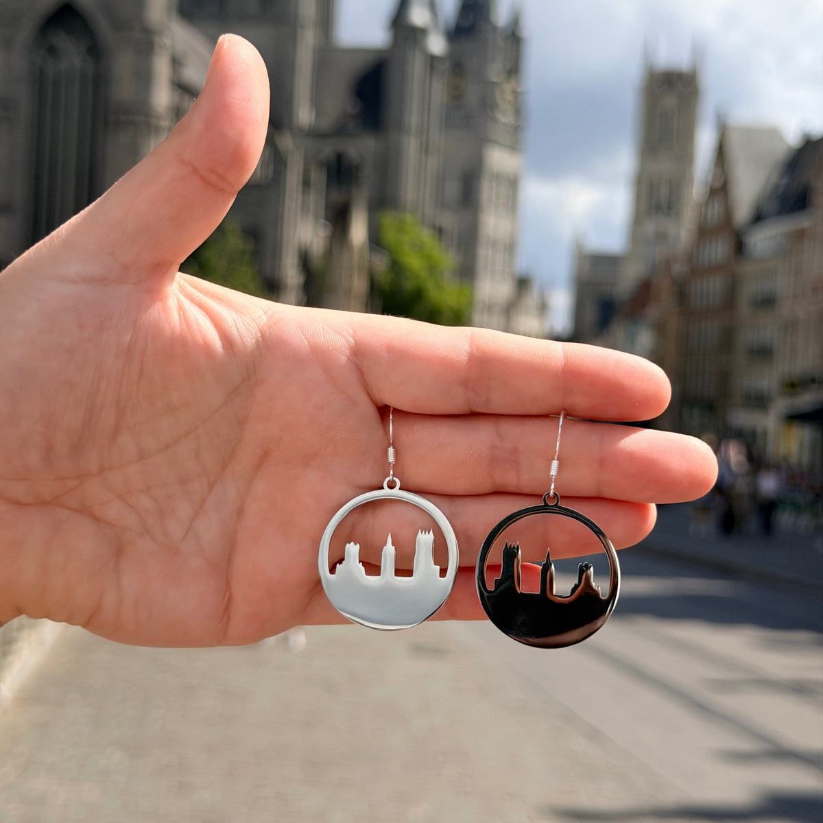 Circle Skyline Earrings Silver