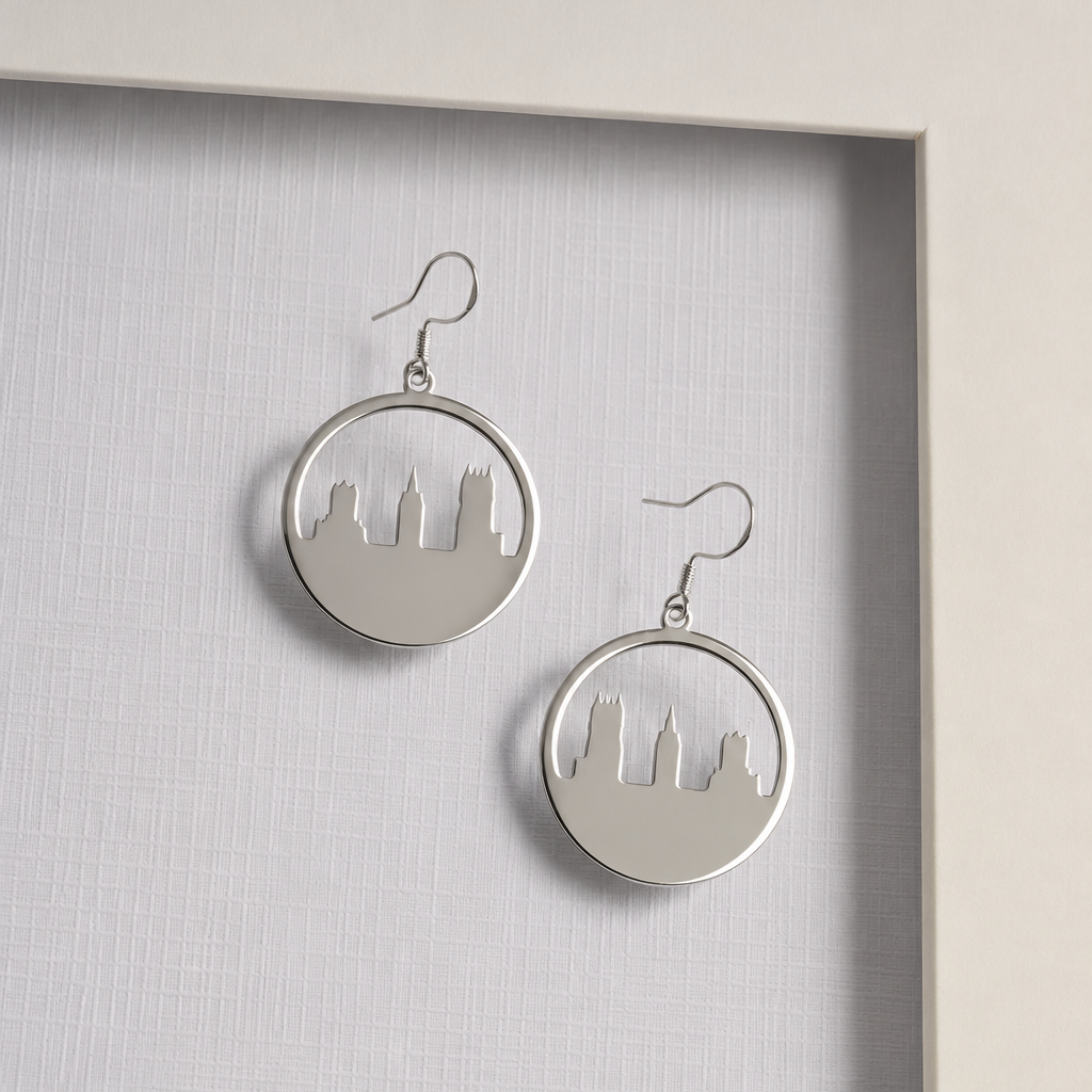Circle Skyline Earrings Silver