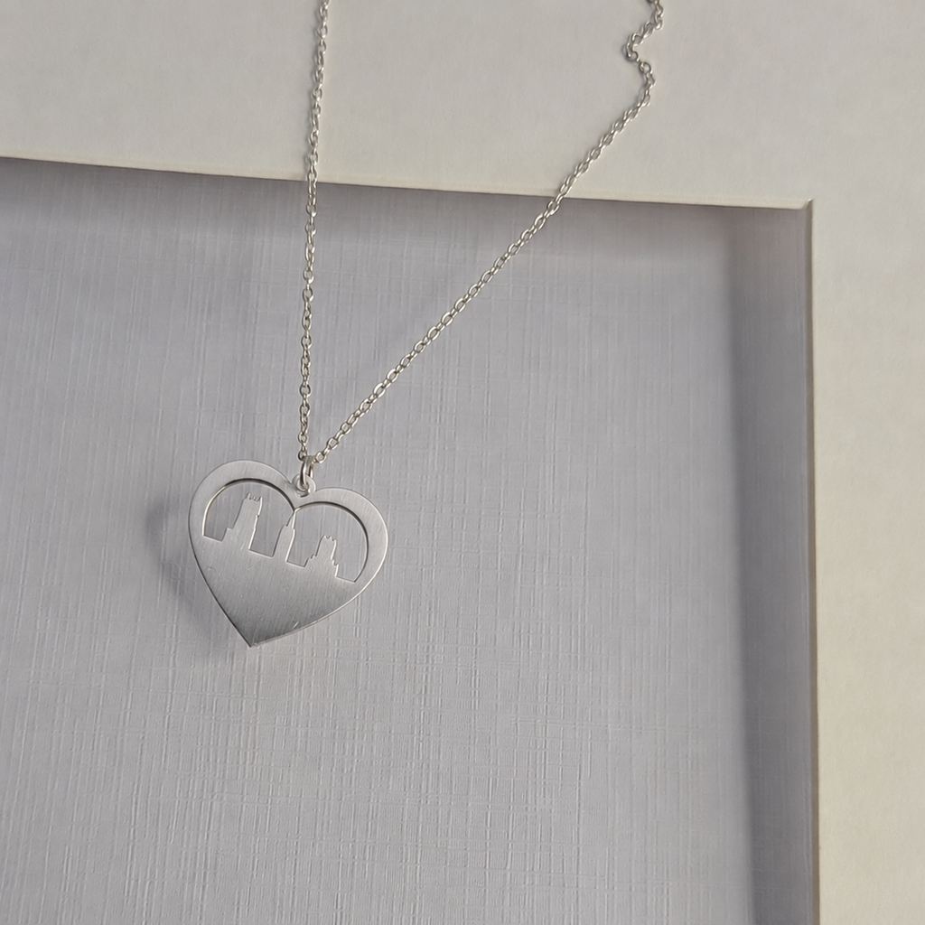 Heart Skyline Necklace Silver