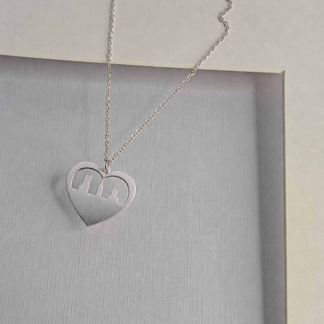 Heart Skyline Necklace Silver